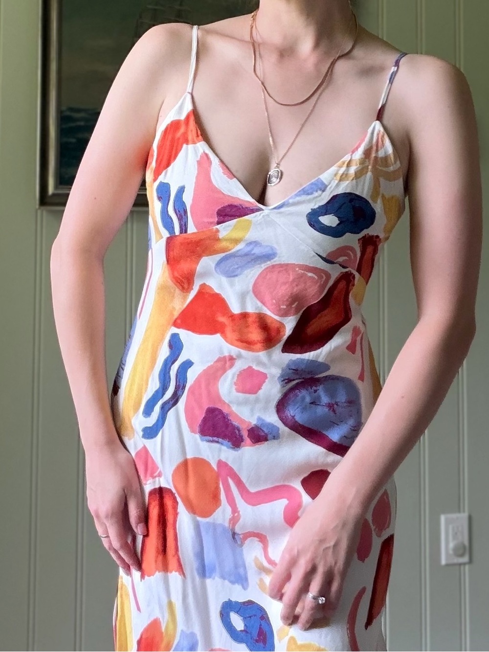 Hello Molly Multicolor Abstract Slip Midi Dress - Small - Picture 3 of 6